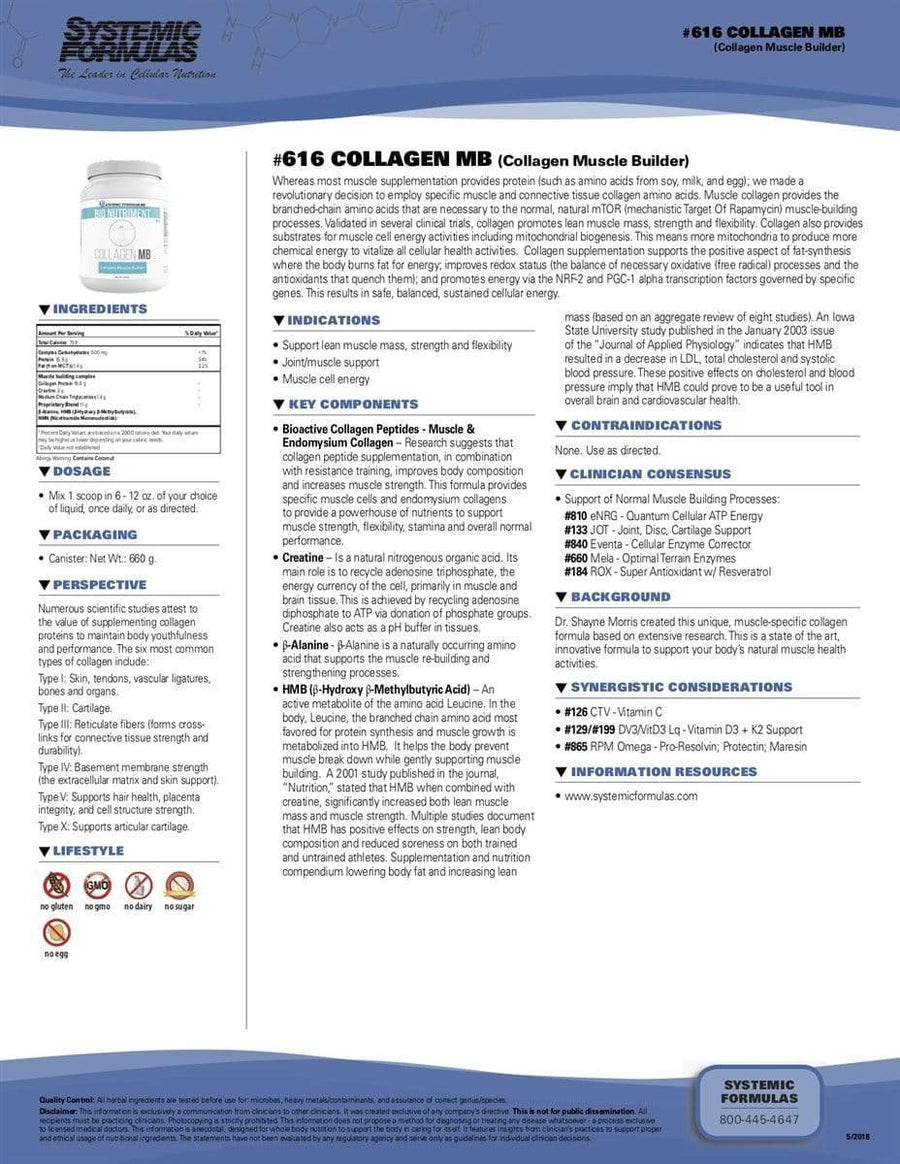 Systemic Formulas Collagen MB (Collagen Muscle Builder) - NuVision Health Center