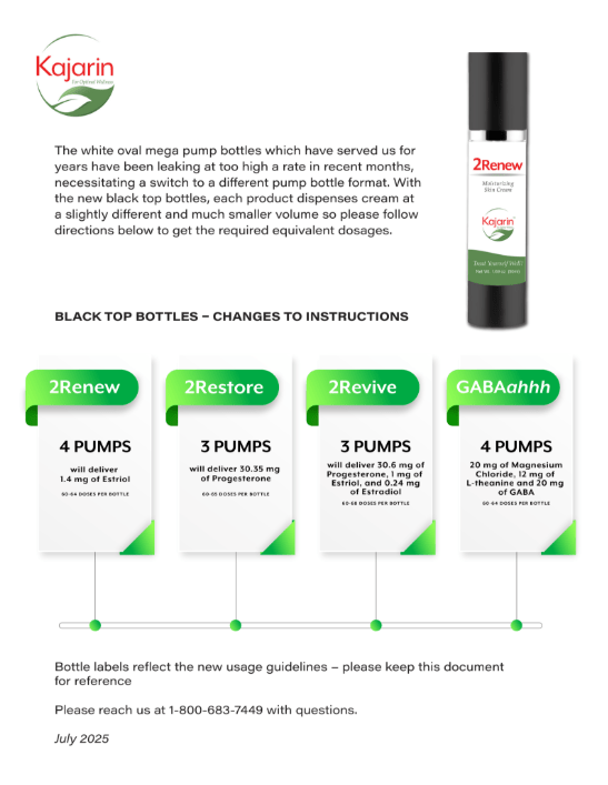 2Restore Progesterone Cream by Kajarin | Estrogen Balance Cream