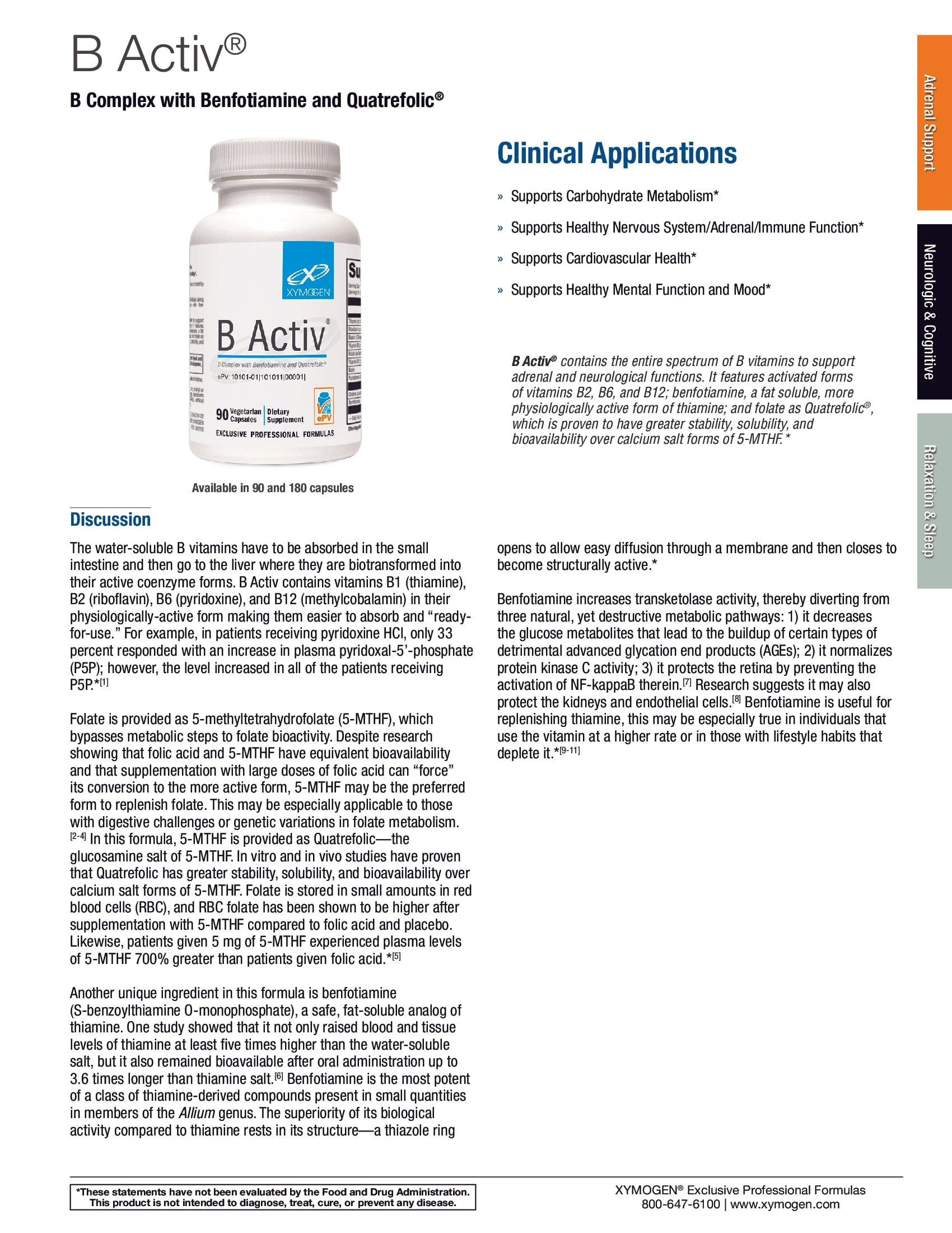 Bactiv Formulation B Activ by Xymogen | BioAvailable Vitamin B Supplement - NuVision ...