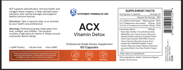 Systemic Formulas ACX - Vitamin Detox - NuVision Health Center