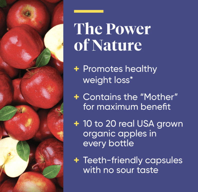 Apple Cider Vinegar Pills with Mother ACV Pills 60 Capsules